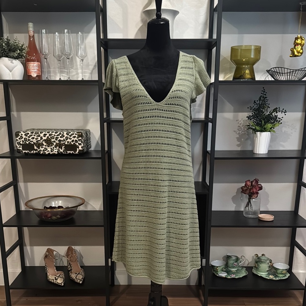 Elegant Green Knit Dress